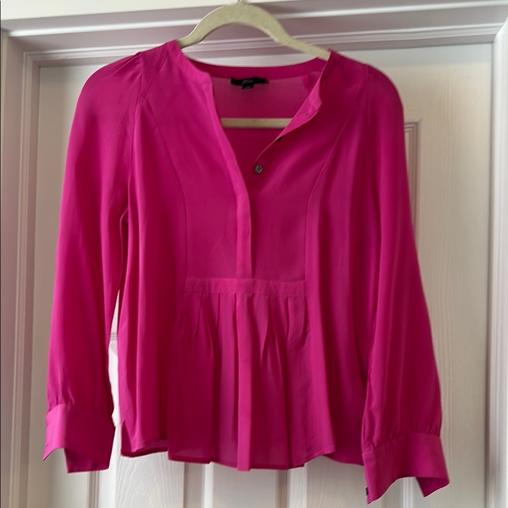 J. Crew Pink Pleated Blouse